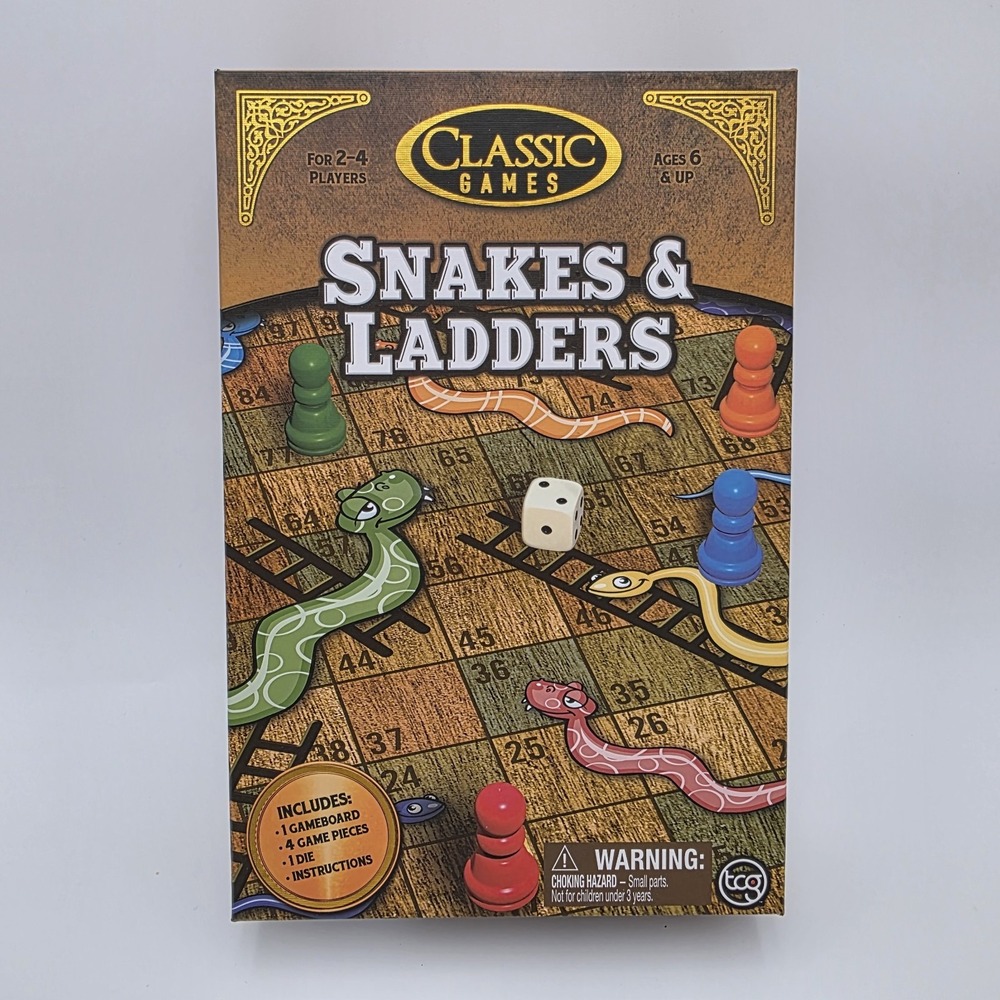 Snakes And Ladders By Classic Games 2 To 4 Players Ages 6+ Family Fun - Complete